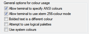 256 colours in PuTTY