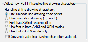 Using Unicode line-drawing points in PuTTY